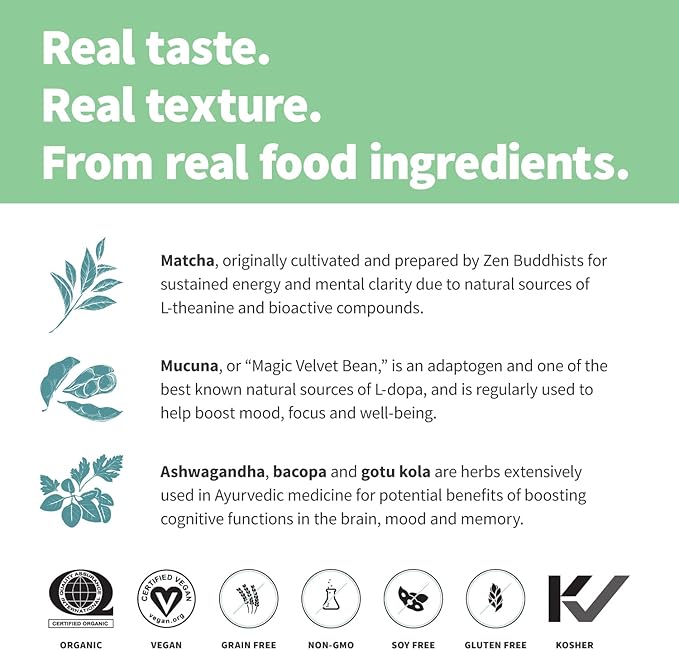 Sprout Living Epic Protein, Plant Based Protein & Superfoods Powder, Mindful Matcha | 17 Grams Organic Protein Powder, Vegan, Non-GMO, Gluten Free, Adaptogens + Nootropics (1 Pound, 12 Servings)