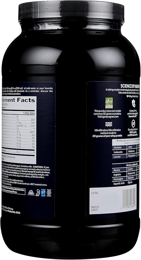 Biochem 100% Whey Isolate Protein - Natural Flavor - 20g of Protein - Pre & Post Workout - Meal Replacement - Keto-Friendly - Easily Digestible - Silky Smooth Taste - Easy to Mix (36.9 oz)