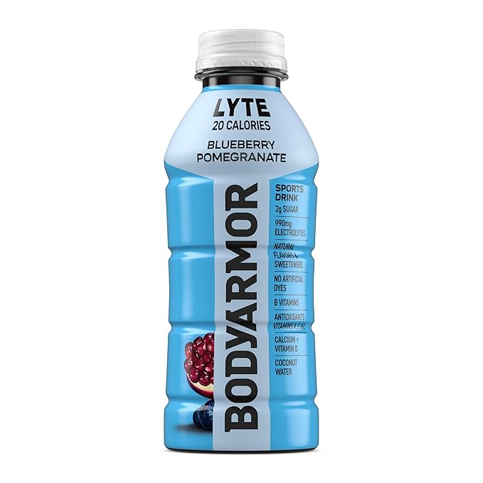 BODYARMOR LYTE Sports Drink Low-Calorie Sports Beverage, Blueberry Pomegranate, Coconut Water Hydration, Natural Flavors With Vitamins, Potassium-Packed Electrolytes, Perfect For Athletes, 16 Fl Oz (Pack of 12)