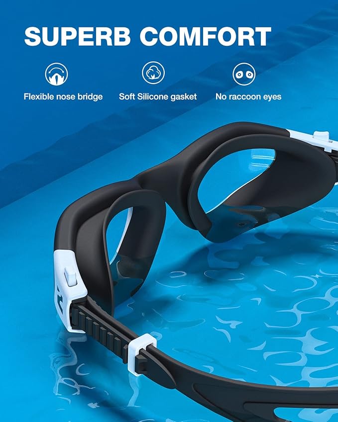 ZIONOR Swim Goggles, G1 SE Swimming Goggles Anti-fog for Adult Men Women