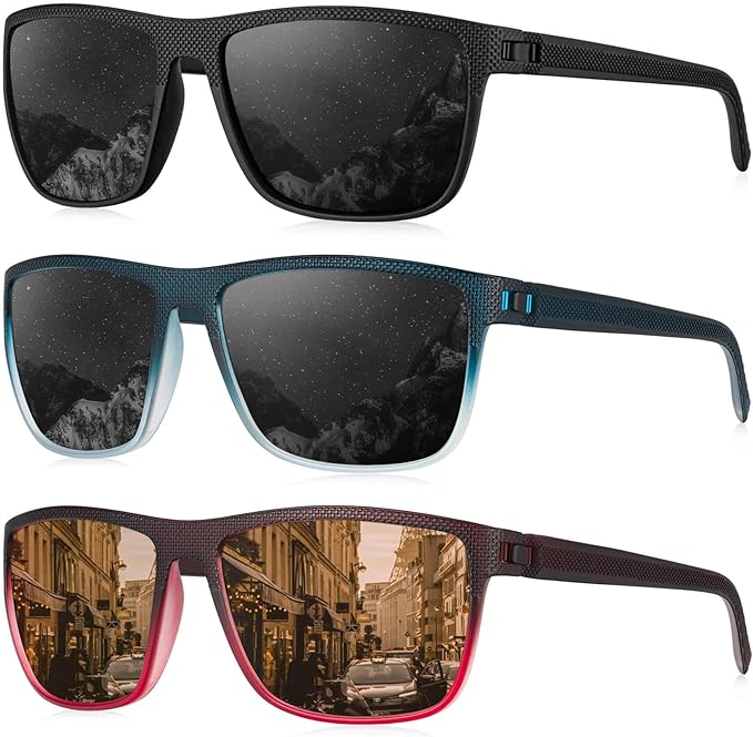 KALIYADI Polarized Sunglasses for Men, Lightweight Sun Glasses with UV Protection for Driving Fishing Golf