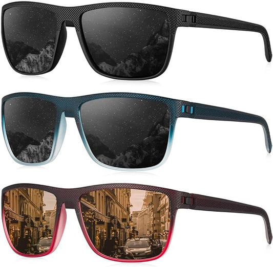 KALIYADI Polarized Sunglasses for Men, Lightweight Sun Glasses with UV Protection for Driving Fishing Golf