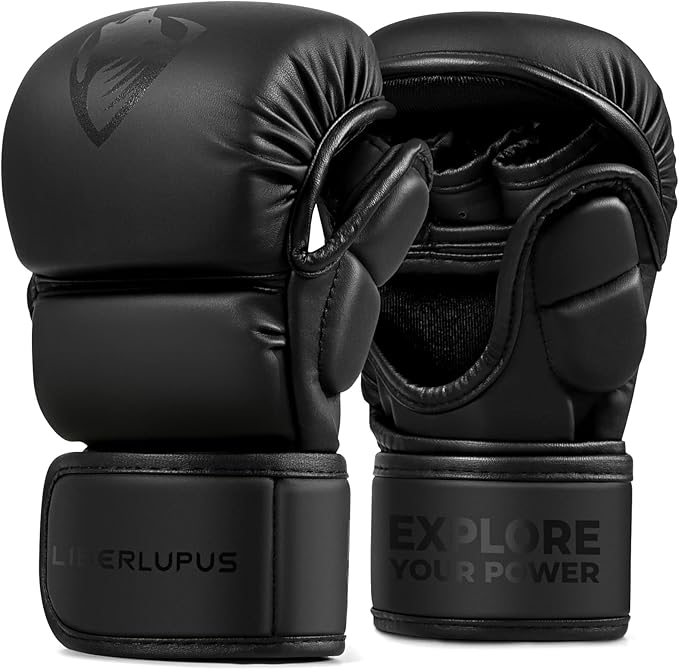 LIBERLUPUS MMA Gloves for Men & Women – Hybrid & Open Palm Designs for Sparring, Training, Kickboxing, Muay Thai, and Grappling – Knuckle Protection & Wrist Support for Flexibility and Control