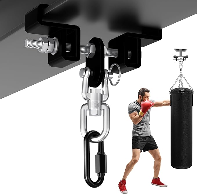 Yes4All Punching Bag Hanger, Stainless Steel Swivel Chain with 4 Snap Hooks for Heavy Bag, Gym Swing, Trapeze, and Hammock