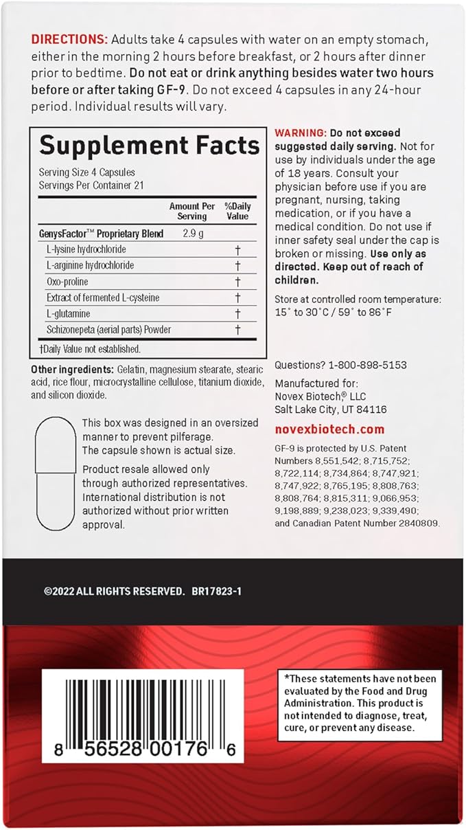 Novex Biotech GF-9 – HGH Boosting Supplement for Men – Workout Complex for Men – Support Energy, Endurance, Sleep, 84 Ct (21-Day Supply)