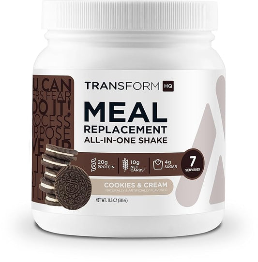 TransformHQ Meal Replacement Shake Powder 7 Servings (Cookies & Cream) - Gluten Free, Non-GMO