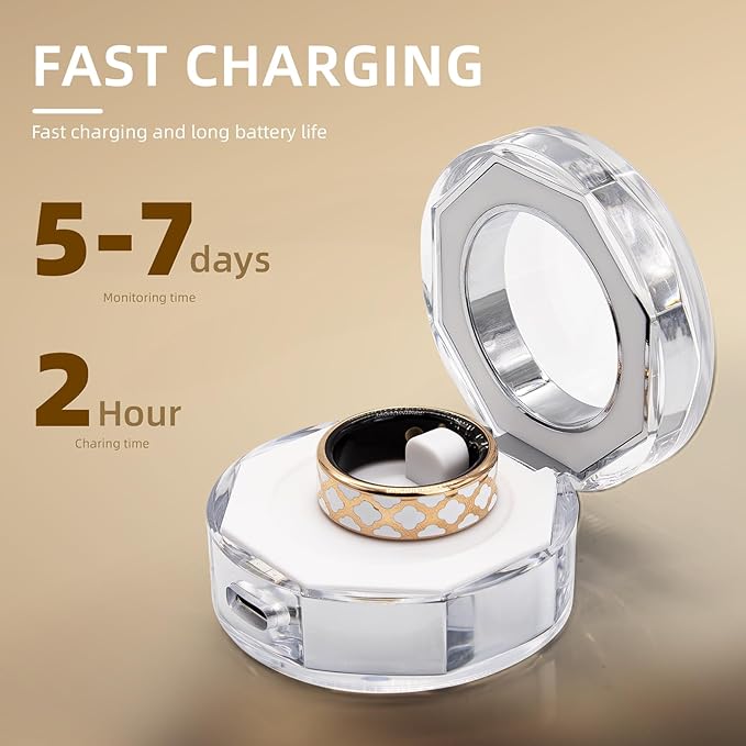 Smart Ring for Women Men -Health Tracker Ring with Heart Rate/Blood Oxygen/Sleep Tracker/Step Counter/10ATM Waterproof Fitness Tracker Ring，Free No Subscription Fee, for iOS&Android