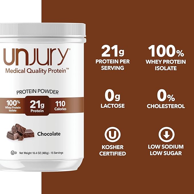Whey Protein Powder | Chocolate Protein Powder | 21g 100% Whey Isolate Protein Powder | Low Carb and Lactose Free | Gluten Free Whey Protein Isolate | Certified Kosher | 15 Servings