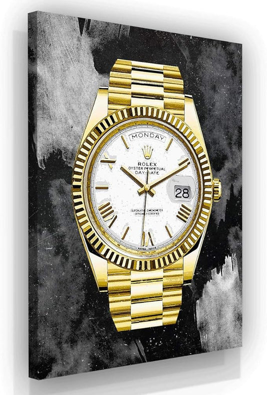 SuccessHunters Luxury Gold Watch Canvas Print Office Wall Decoration Home Decor Modern Art Prints Inspiration Motivation Inspire Entrepreneur Quote Inspirational Motivational House Decal (48" x 36")