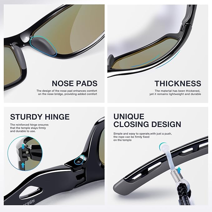 RIVBOS Sunglasses for Men Women Polarized UV Protection Sports Fishing Driving Shades Cycling RB833