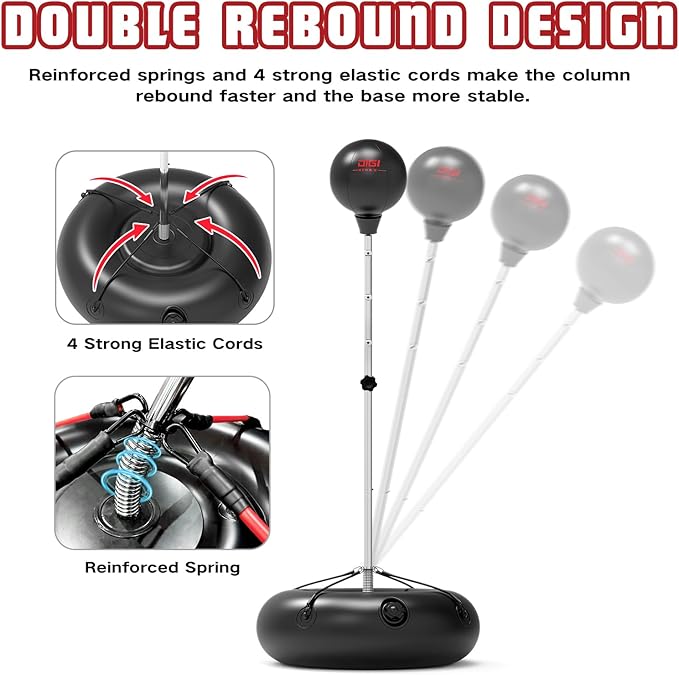 Punching Bag with Stand for Adults and Teens, Height Adjustable, Speed Bags for Boxing with Hand Pump and 4 Elastic Cords, Boxing Punching Bag for Training, Stress Relief and Fitness