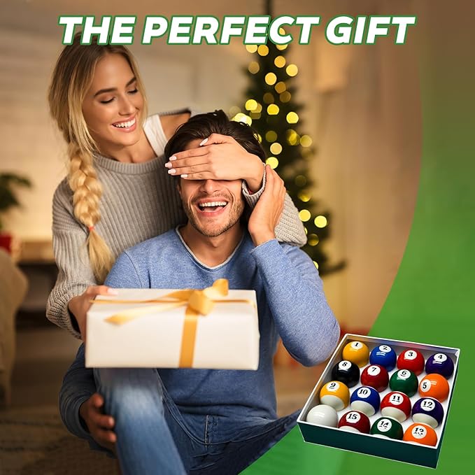 Billiard Balls Set 2-1/4" Regulation Size Pool Table Balls for Replacement (16 Resin Balls)