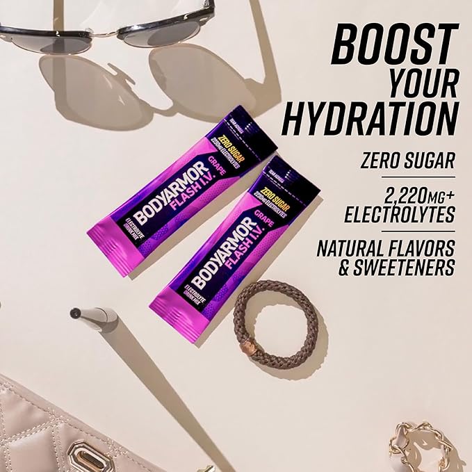 BODYARMOR Rapid Rehydration Bundle - Flash IV Electrolyte Packet + Sportwater Alkaline Water - Sport Drink Mix Combo