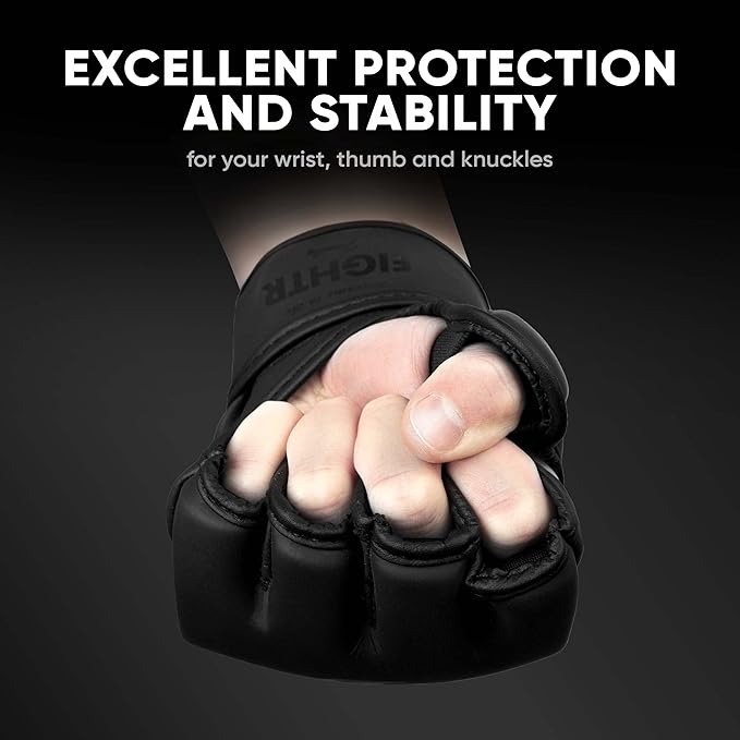 FIGHTR® Pro MMA Gloves for Grappling Sparring Training, Kickboxing Martial Arts Muay Thai Punching Bag Mitt Training Boxing for Men and Women | incl. Carrying Bag