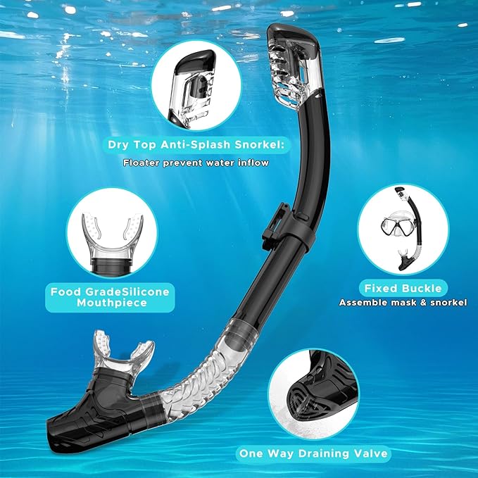 2 Pack Snorkeling Gear for Adults, Dry Snorkel, Mask Set Adult, Diving Scuba Mask, Scuba Gear, Swimming Goggles with Nose Cover, Swim Freediving Tempered Glass Panoramic View Travel Packages