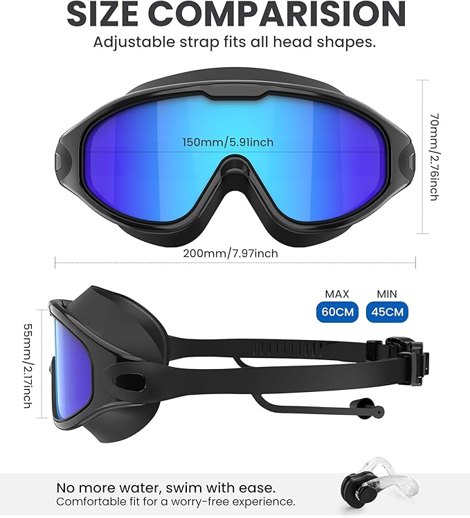 NSSIW Goggles Swimming Adult Swim-Goggles: Wide View with UV400 Protection Anti Fog No Leak for Men and Women 3 Pack