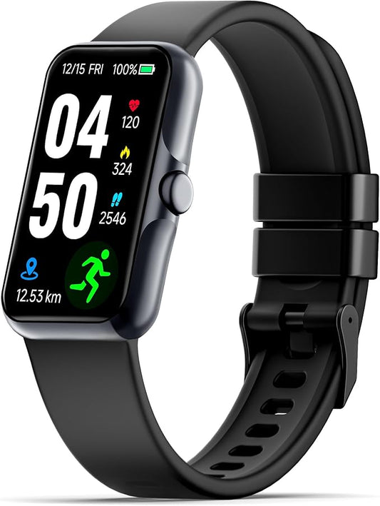 Fitness Tracker with 24/7 Continuous Heart Rate, Blood Oxygen Monitor, Smart Watch with Sleep Monitor, IP68 Waterproof Activity Tracker Step Counter for Women Men (Black)