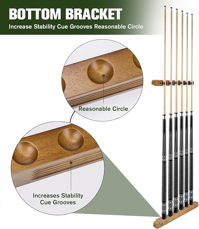 Pool Stick Holder - Wall Mounted with 6/8 Stick Capacity