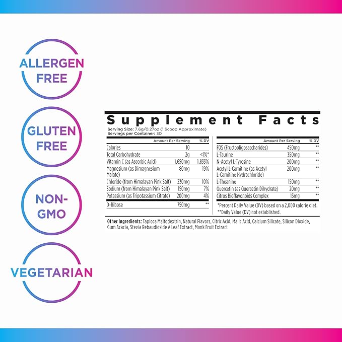 Livingood Daily Electrolytes Powder, Electrolytes Hydration Powder with Vitamin C, Taurine, D Ribose & FOS, Sugar Free Electrolyte Drink Mix, Keto, Gluten Free, Strawberry Lemonade, 30 Servings