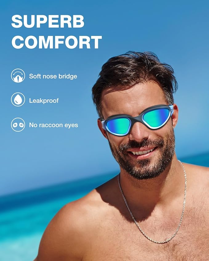 ZIONOR Swim Goggles, G1 MAX Polarized Anti-Fog Swimming Goggles for Men Women