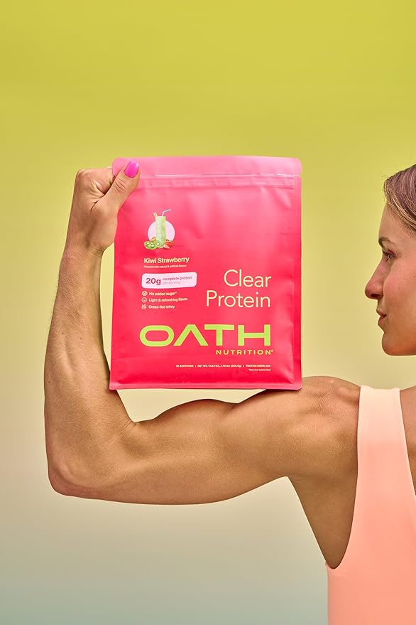 Clear Whey Isolate Protein Powder, Kiwi Strawberry, 20g Complete Protein per Serving, No Added Sugar, Grass-Fed, 21 Servings