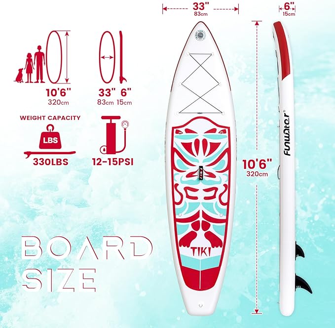 FunWater Inflatable Ultra-Light Stand Up Paddle Board for All Skill Levels with Premium SUP Paddleboard Accessories,Non-Slip Comfort Deck for Youth & Adults