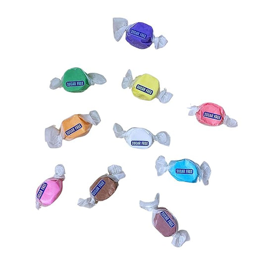 Sugar Free Taffy Town Assortment - 10 Flavors, 1lbs (16oz) Bulk Bag - Individually Wrapped, Gluten & Nut Free, Diabetic & Keto Friendly Gourmet Candy For Taffy Lovers