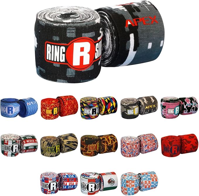 Ringside Apex 180” Boxing Hand Wraps Pair - Durable, Elastic Training Wraps with Hook & Loop Closure, Multi-Color Options, Perfect for MMA, Muay Thai, Kickboxing