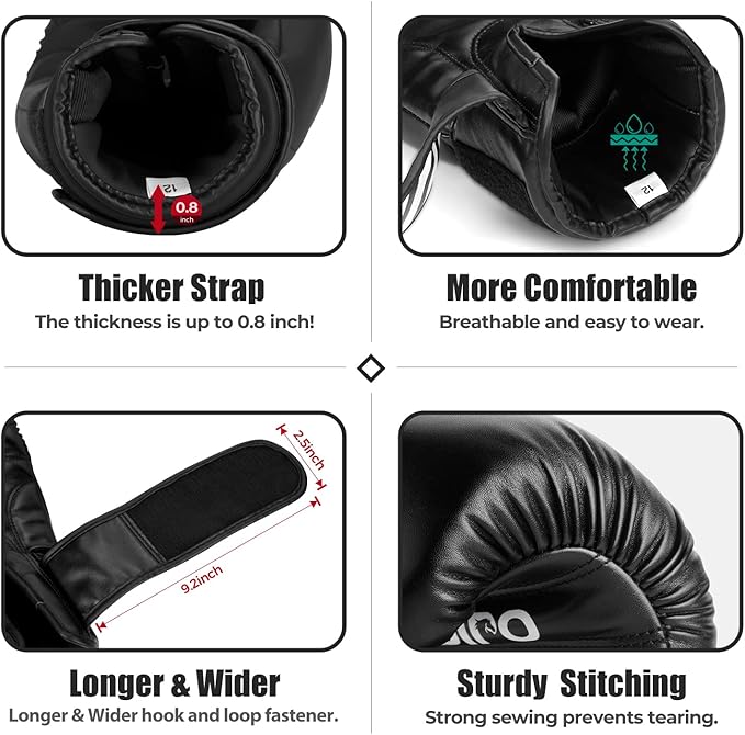 Boxing Gloves for Men & Women, Premium Leather Sparring Heavy Bag Training Gloves, Pro Punching Bag Gloves for Muay Thai, Kickboxing, MMA