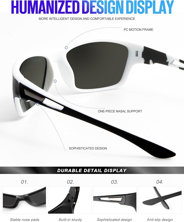 KALIYADI Polarized Sunglasses for Men, Sports Sun Glasses for Driving Cycling Fishing with UV protection