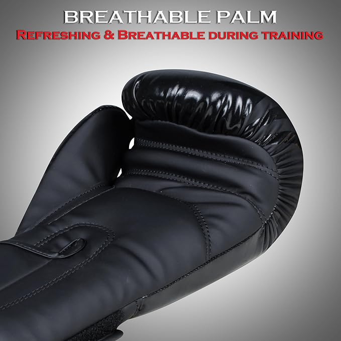 Boxing Gloves for Men & Women – Faux Leather Muay Thai, Kickboxing, MMA & Sparring Gloves – Training Heavy Bag Gloves with Secure Wrist Strap & Thumb Lock – 2 4 6 8 10 12 14 16oz