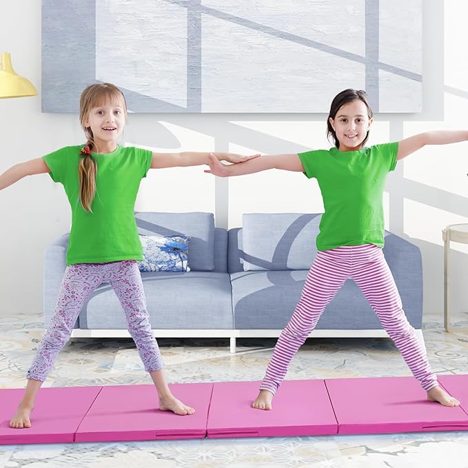 ZENOVA Gymnastics Mat 6'x3'x2''/4'x8'x2'' Exercise Mat Gym Mat for Home Aerobics Workout Foldable Tumbling Mat Children Gifts