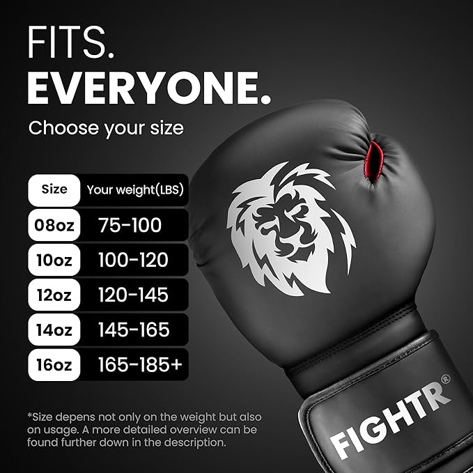 FIGHTR® Boxing Gloves - Maximum Protection & Stability | Boxing Gloves for Boxing, MMA, Muay Thai & Kickboxing | Sizes 8-16 oz