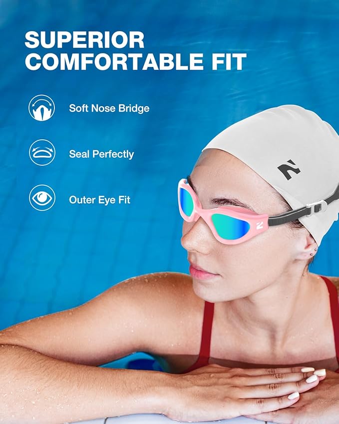 ZIONOR G1 Lite Swim Goggles with Swim Cap Comfortable Anti-fog Swimming Goggles Cap Set for Adult Men Women