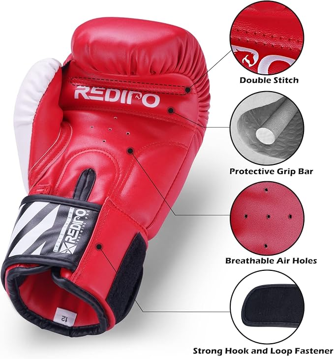 Boxing Gloves for Men & Women, Premium Leather Sparring Heavy Bag Training Gloves, Pro Punching Bag Gloves for Muay Thai, Kickboxing, MMA