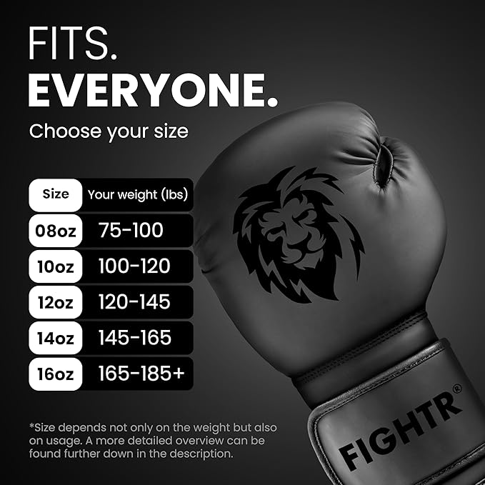 FIGHTR® Boxing Gloves - Maximum Protection & Stability | Boxing Gloves for Boxing, MMA, Muay Thai & Kickboxing | Sizes 8-16 oz