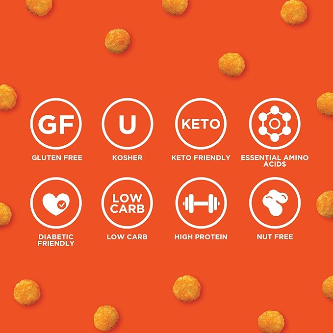 Twin Peaks Protein Puffs - (Nacho Cheese), Keto Friendly, Low Carb Snack (300g, 21g Protein, 2g Net Carbs, High Protein, Healthy Crunchy Snack)