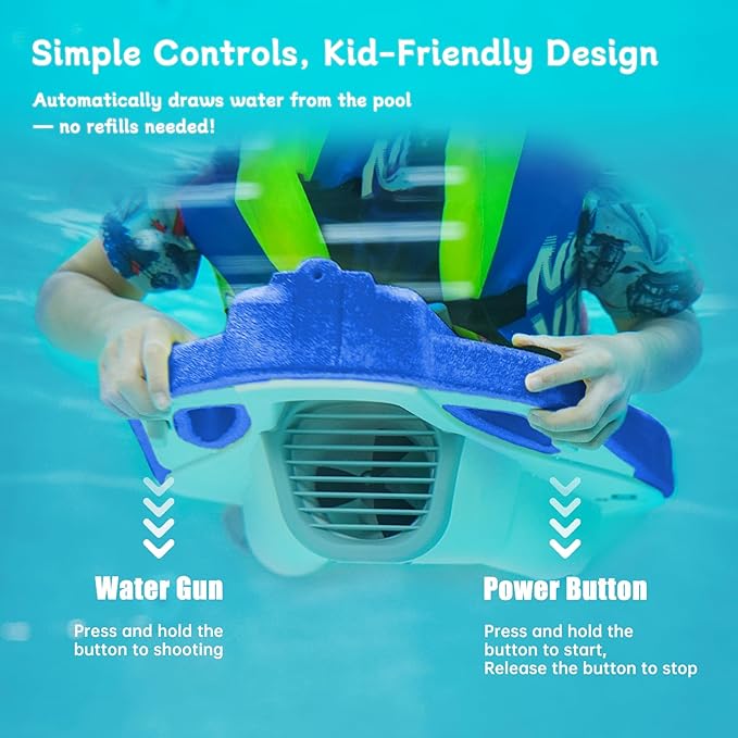 Electric Swimming Kickboard for Kids,Motorized Swim Board with Water Gun, Motorized Swim Training for Children Adults, 60N Thrust, 198 lbs Buoyancy, 25V Rechargeable Battery