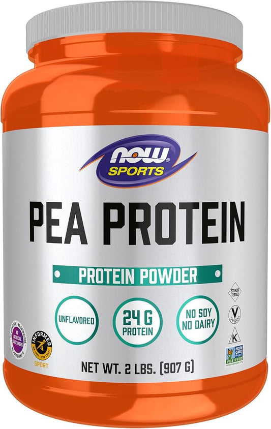 NOW Foods Sports Nutrition, Pea Protein 24 g, Fast Absorbing, Unflavored Powder, 2-Pound