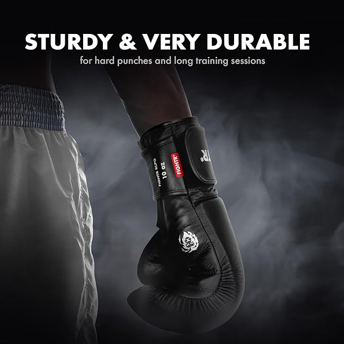 FIGHTR® Pro Boxing Gloves Made of Genuine Leather | Men and Women | for Boxing, MMA, Muay Thai, Kickboxing & Martial Arts 10 12 14 16 oz | incl. Carrying Bag