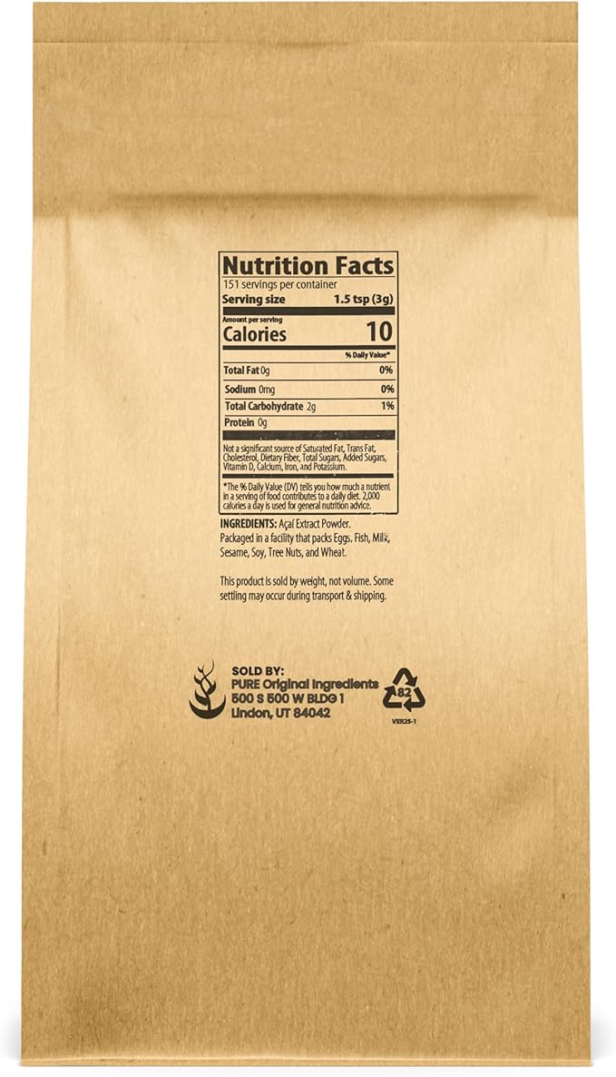 PURE ORIGINAL INGREDIENTS Acai Powder (1 lb) Superfood, Vegan, Non GMO