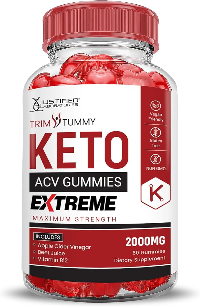 (3 Pack) Trim Tummy Keto ACV Gummies Extreme 2000MG Trim Tummy Keto Gummies Apple Cider Vinegar Formulated with Pomegranate Beet Juice Powder B12 Vegan Non GMO 180 Gummys