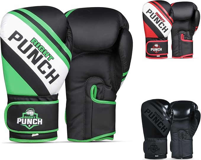 Boxing Gloves for Men & Women – Faux Leather Muay Thai, Kickboxing, MMA & Sparring Gloves – Training Heavy Bag Gloves with Secure Wrist Strap & Thumb Lock – 2 4 6 8 10 12 14 16oz