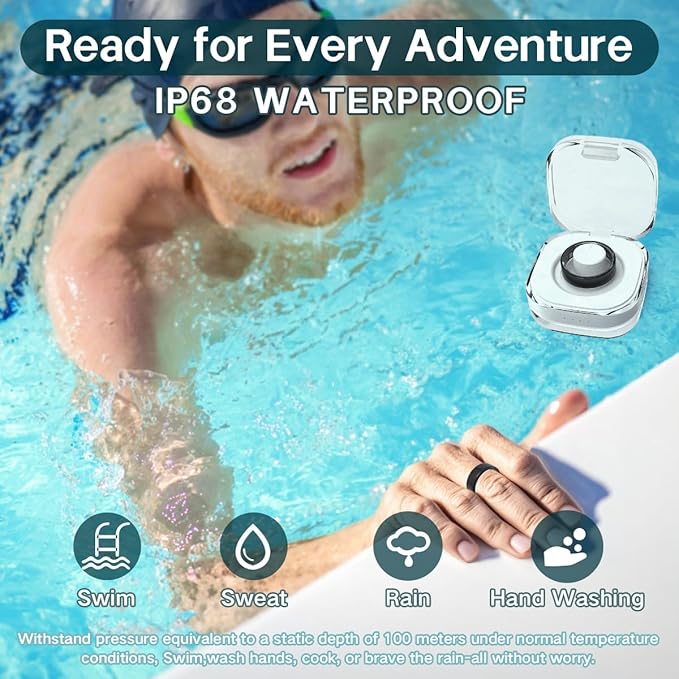 Smart Rings for Women Men,Fitness Tracker Ring,Heart Rate,Blood Oxygen,Blood Pressure,Step Tracker,Sleep Monitoring,No Subscription Fee,IP68 Waterproof Smart Ring for iphone&Android(Silver 8)