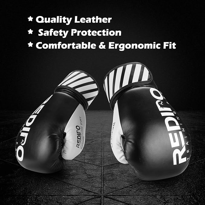 Boxing Gloves for Men & Women, Premium Leather Sparring Heavy Bag Training Gloves, Pro Punching Bag Gloves for Muay Thai, Kickboxing, MMA