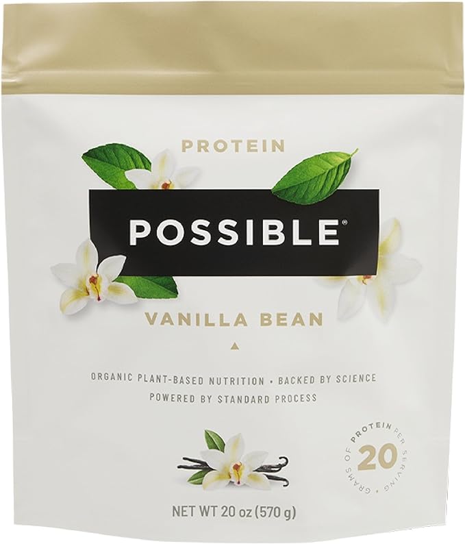 Possible Protein Powder Vanilla Bean - 20g of Vegan, Plant-Based Protein Mix - Non-GMO, Non-Dairy, Gluten-Free - 3.5g of BCAAs - 9 Essential Amino Acids - 15-Day Supply - 1 Bag, 15 Servings