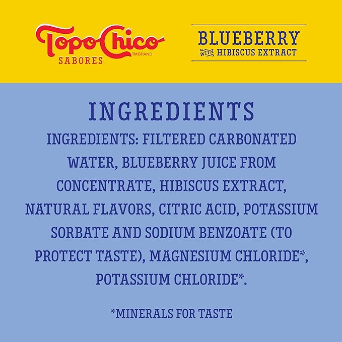 Topo Chico Sabores Blueberry with Hibiscus Extract 12oz 8pk