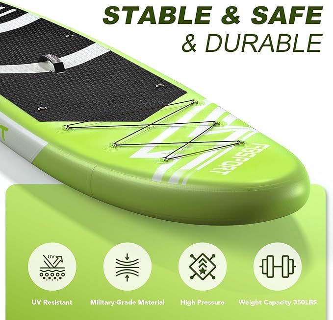 FBSPORT 11' Premium Stand Up Paddle Board, Yoga Board with Durable SUP Accessories & Carry Bag | Wide Stance, Surf Control, Non-Slip Deck, Leash, Paddle and Pump for Youth & Adult