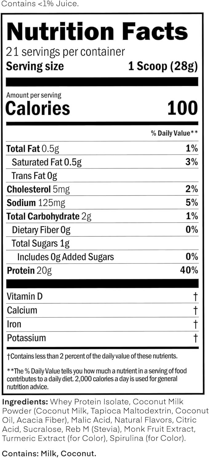 Clear Whey Isolate Protein Powder, Kiwi Strawberry, 20g Complete Protein per Serving, No Added Sugar, Grass-Fed, 21 Servings