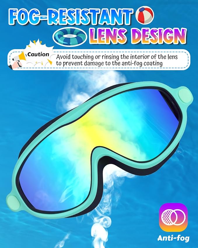 Rantizon Swim Goggles 2 Pack, Wide View Anti Fog&UV Swimming Goggles for Audlt, No Leaking Swim Glasses for Men Women Kids
